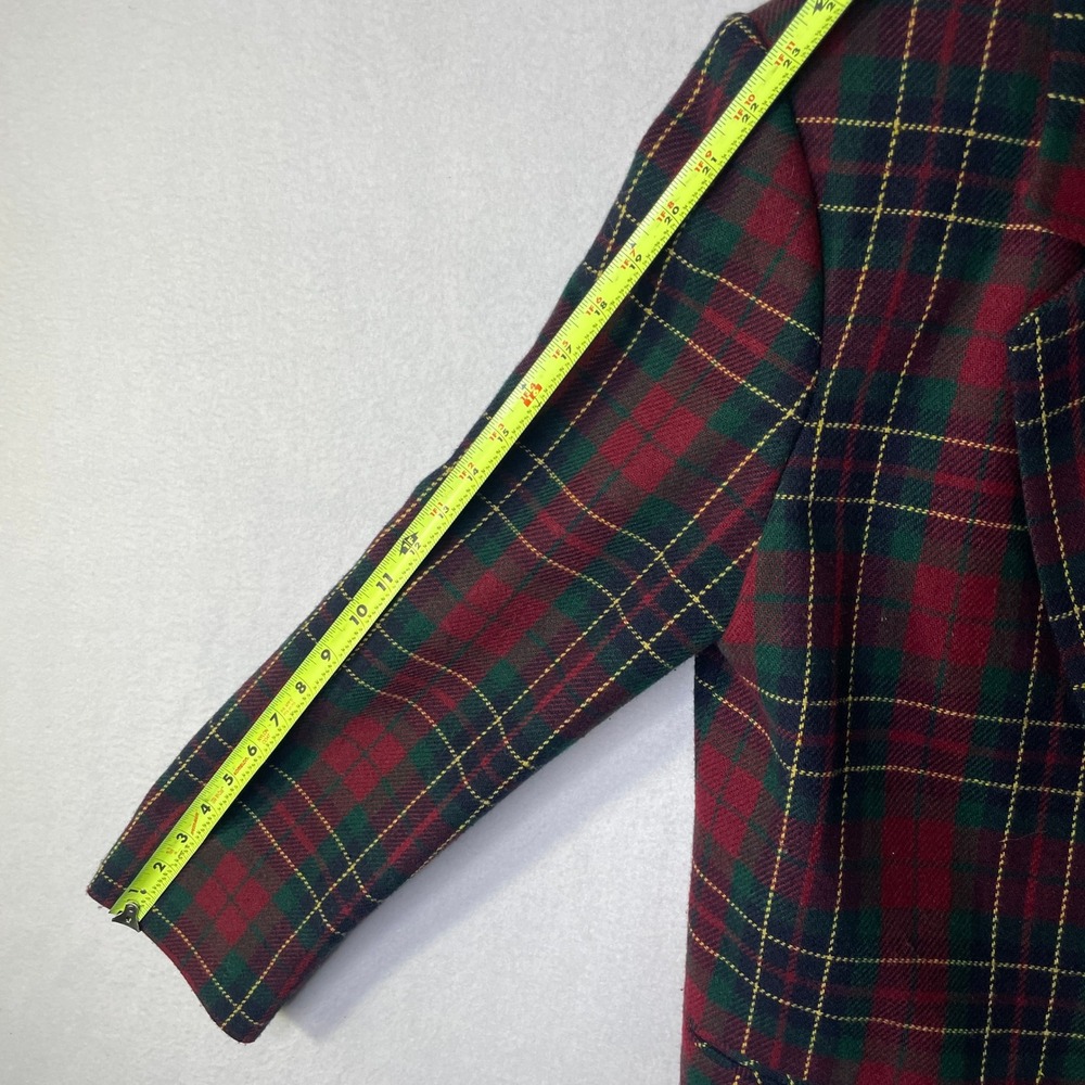 Sag Harbor Womens Red Green Plaid Wool Blend Blazer Jacket Size 12 Style 3629 - Picture 9 of 11